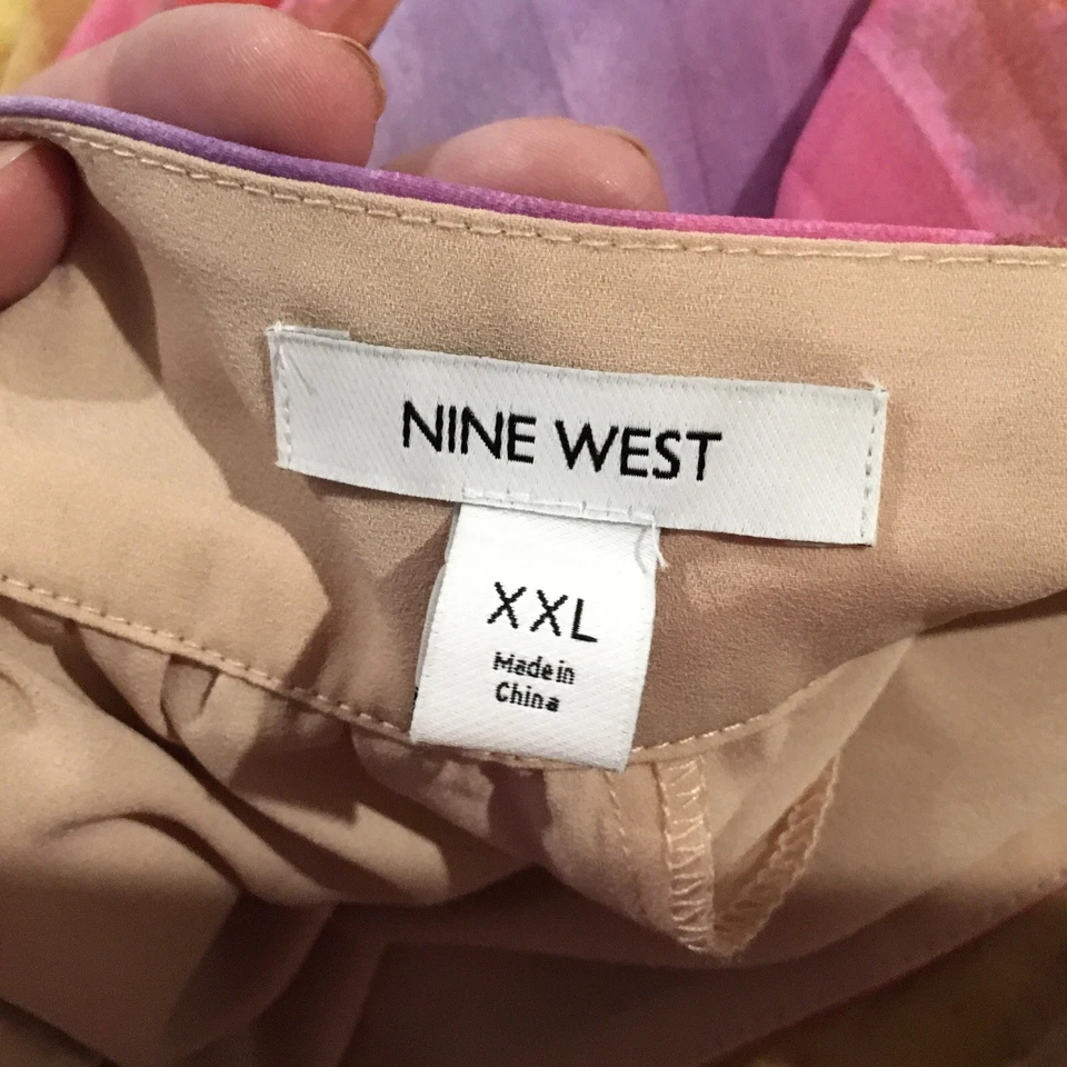 Falda midi Nine West plisada de chifón arco iris color agua tie dye para mujer talla XXL Foto 4 de 4