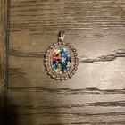 DMR Signed 925 Sterling Silver Oval Pendant Charm, Multicolor Inlay 1970 — photo 3