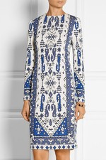 $480 NEW TORY BURCH MATTE JERSEY DRESS MALIBU BLUE LISBON XS S XL