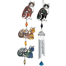 Pewterworks Cat Wind Chimes by Carson Home Accents--Your Choice of Design/Color