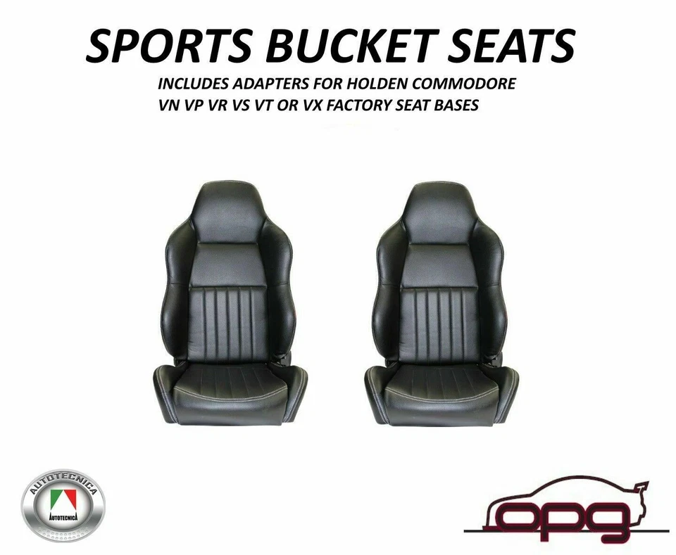 Classic High Back Black Puleather Sport Bucket Seats for Holden VN VP VR VS VT - image 1 of 4