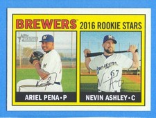 2016 Topps Heritage #170 Ariel Pena/Nevin Ashley Brewers Rookie Stars