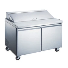 Omcan USA 50047 60" Two Section Sandwich / Salad Prep Table w/ 2 Doors, 16 Pans