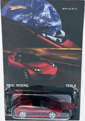 Red TESLA Model S CUSTOM Hot Wheels Elon Mask's SPACE X Series w/ RR