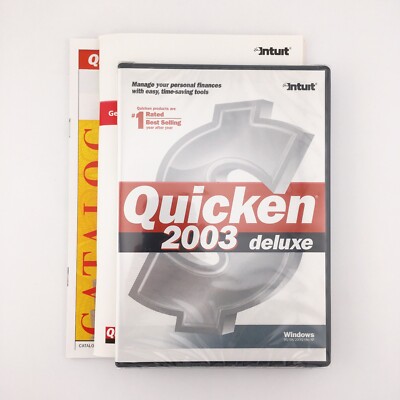 Intuit Quicken 2003 Deluxe Finance Software For Windows 95 98 2000 ME XP Sealed