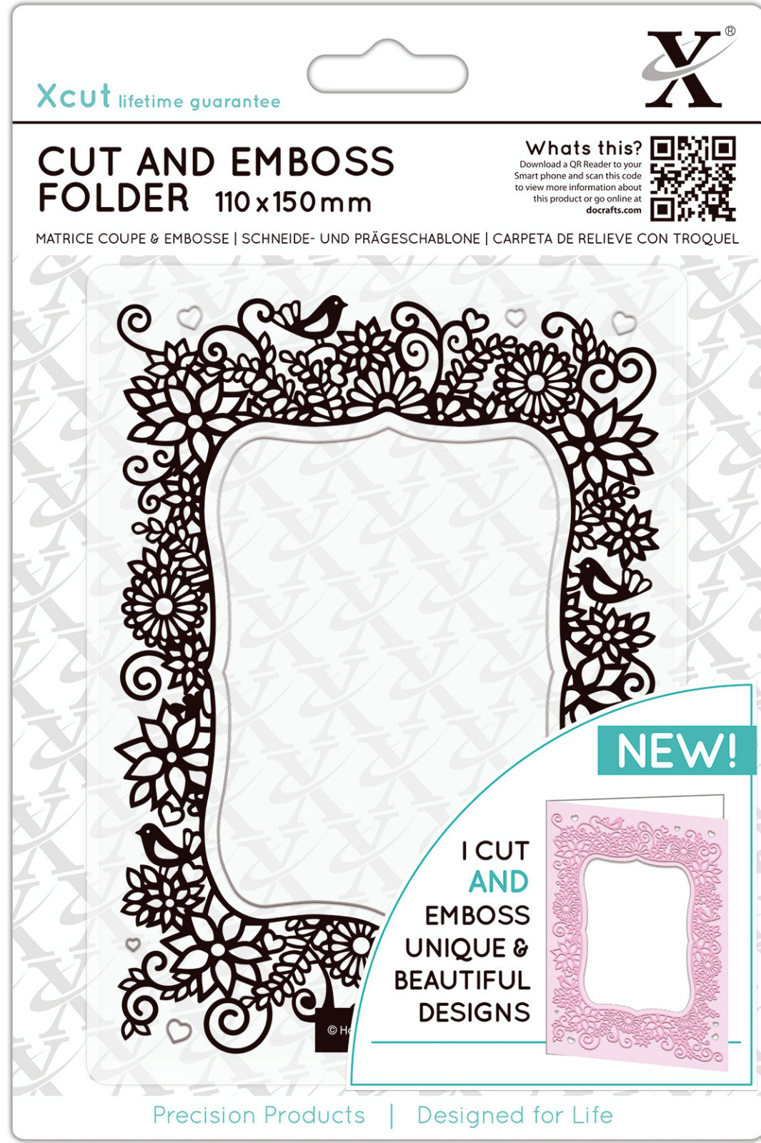 Xcut A6 Cut and Emboss combination die cut & emboss folder Floral Parenthesis
