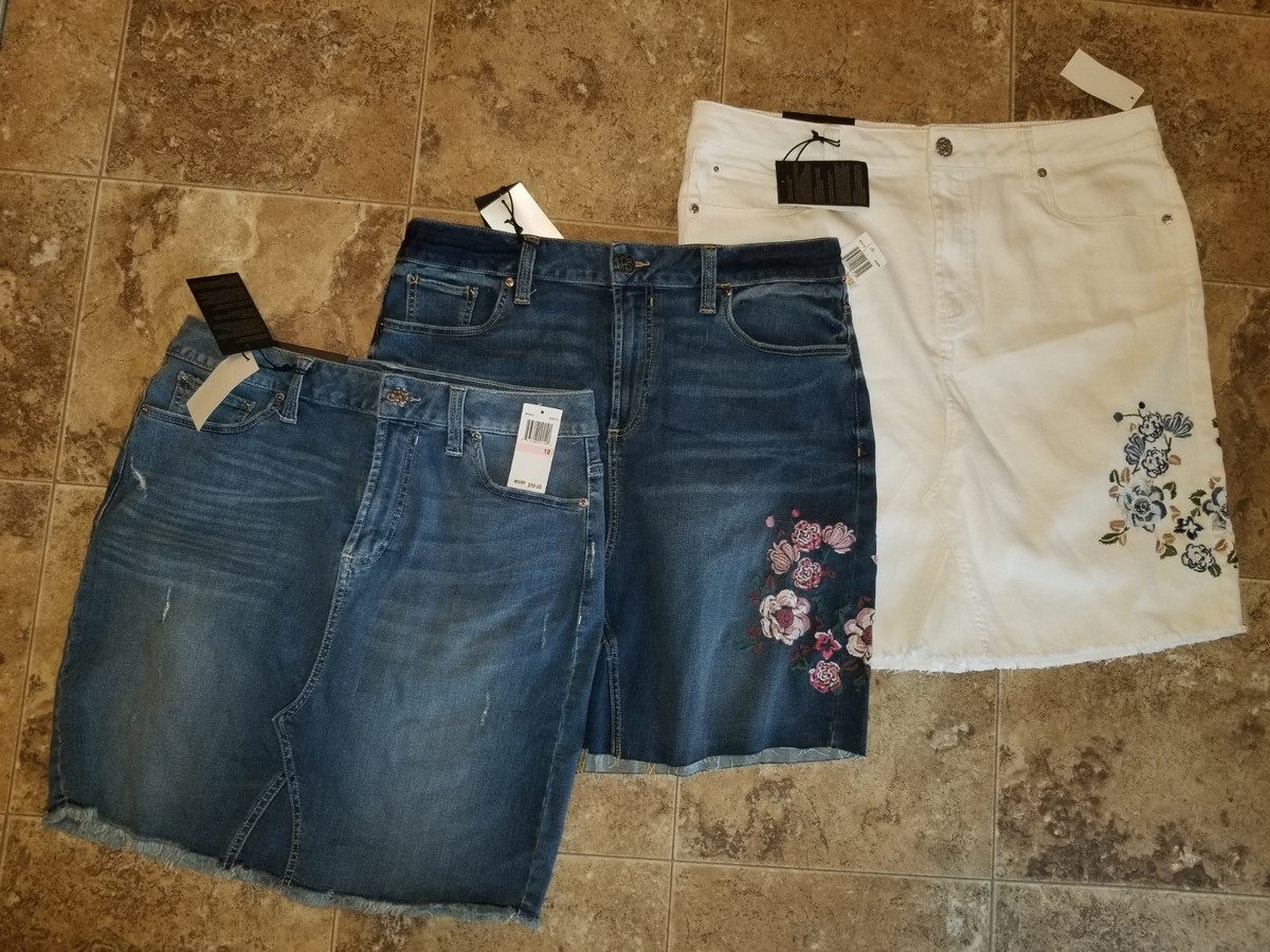 Nwt Womens Seven7 Fashion Skirt Denim Stretch Dakota Blue
