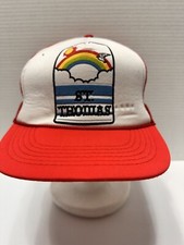 Vtg St Thomas Red Virgin Islands Rainbow Logo Nylon Snapback Trucker Beach Hat