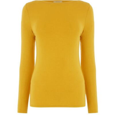 Ladies Oasis Mustard Yellow Envelope Neck Top S-UK10, M-UK12, L-UK14-16,  XL-UK18 UK