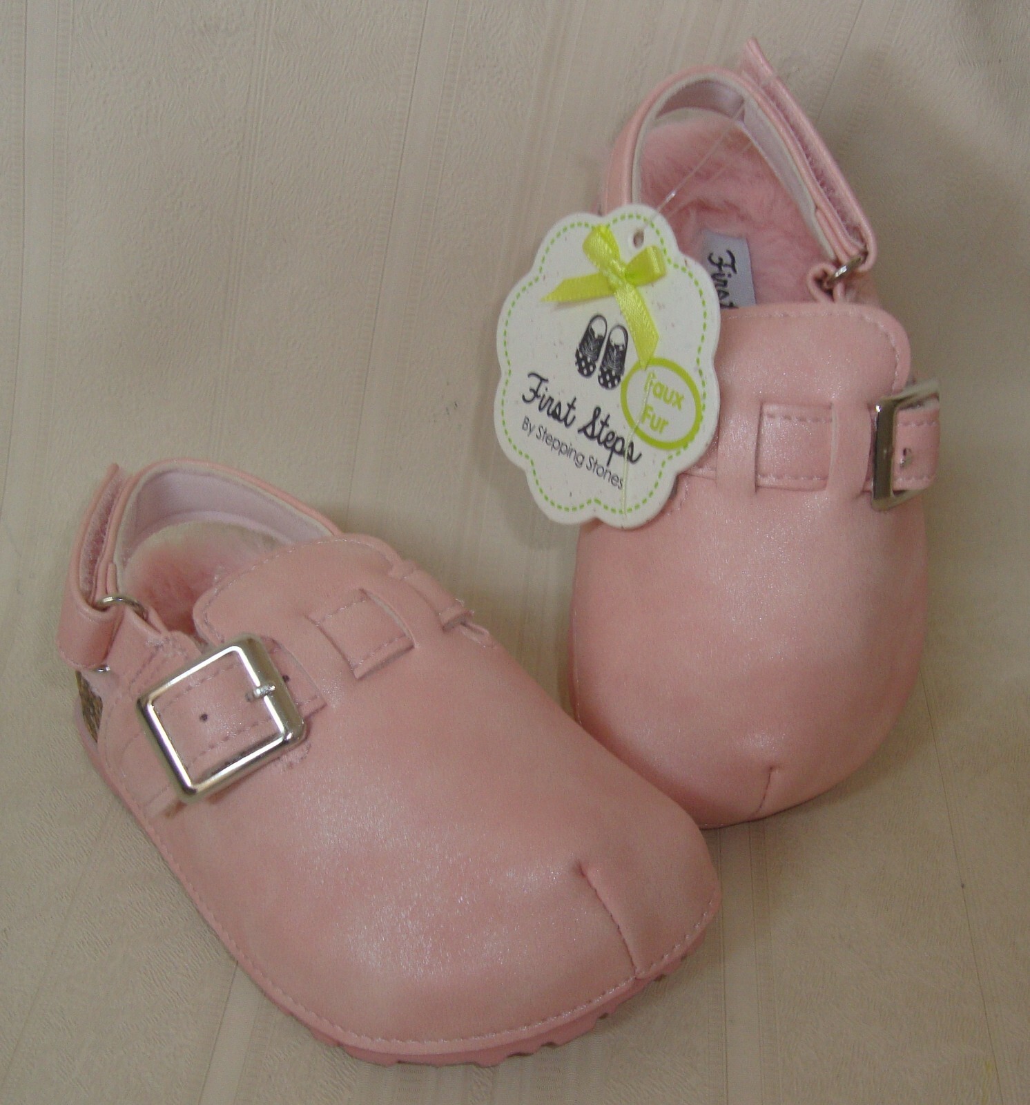 First Step Clogs First Steps Pink Faux Leather Fur Sling Back Shoes Clogs Toddler Size ...