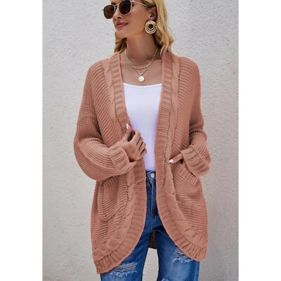 NEW Universal Thread Cable Knit Open Front Cardigan Sweater Blush Size Small