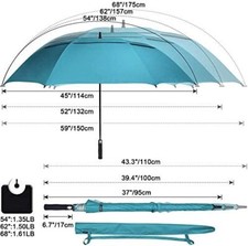 Double Canopy Vented Sun Rain Umbrella Oversize Stick Umbrellas 68' extra large 