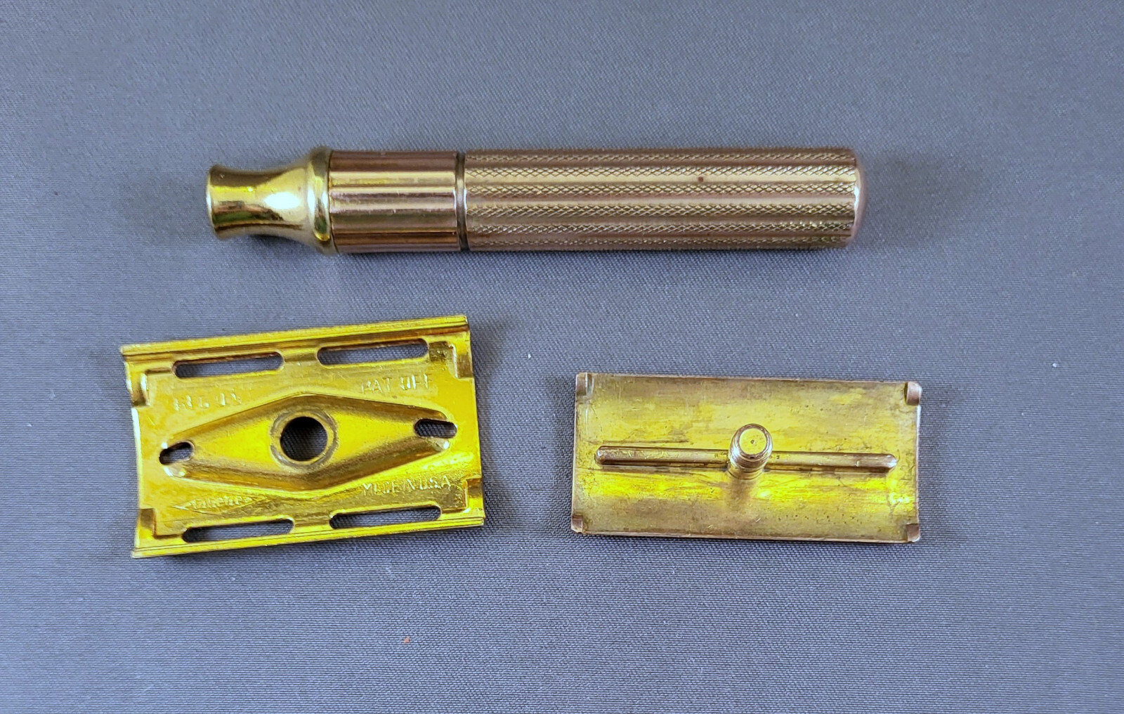 Late 1940's  Gillette Fat Handle DE Tech Razor - Copper/Gold