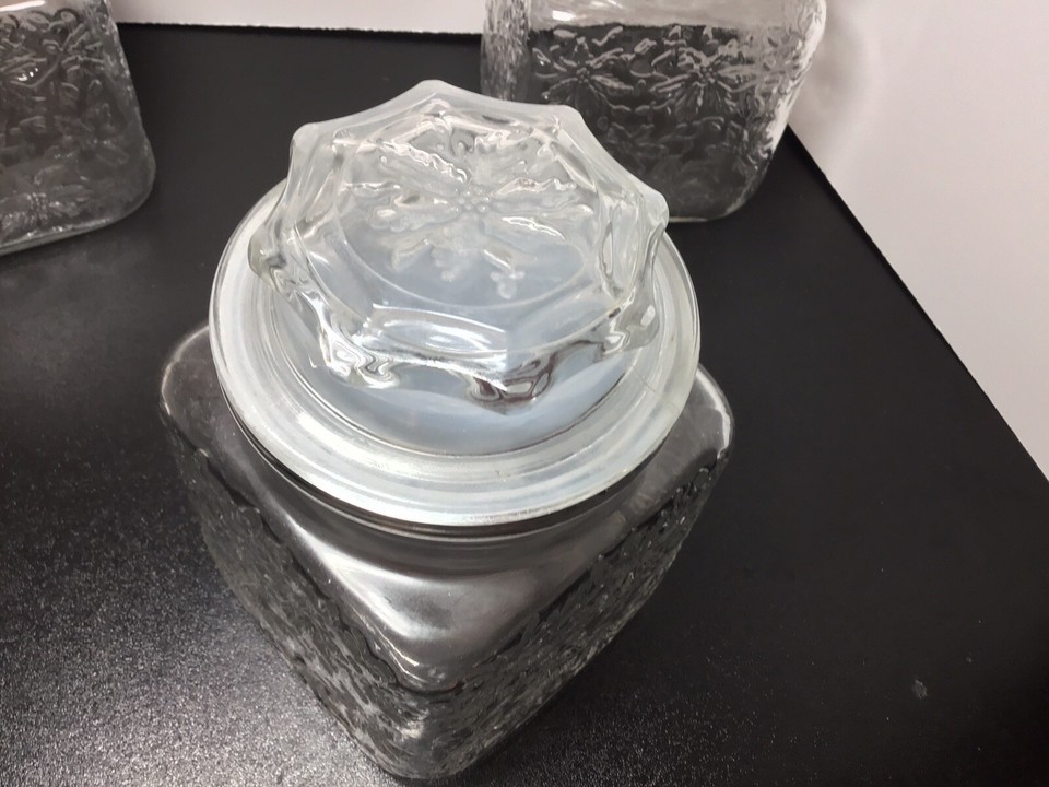 Princess House Fantasia Set of 3 Crystal Canisters With Air Tight Lids