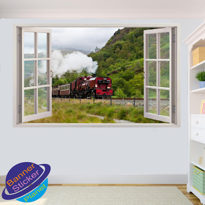 NATUR SNOWDON ZUG EISENBAHN WANDAUFKLEBER 3D POSTER KUNST EFFEKT WANDBILD AUFKLEBER XF9