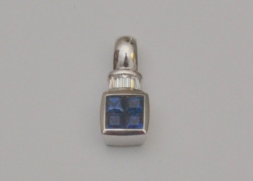 14K White Gold Square Tanzanite & Diamond Pendant — Fine Jewelry P4