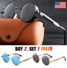Polarized Retro Round Sunglasses Vintage Gothic Steampunk Glasses Men Women USA