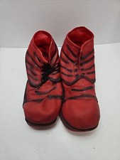 Vintage Halloween Costume Red Rubber Slip-on Clown Shoes 13"