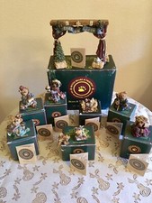 9 pc BOYDS BEARS NATIVITY SET STAGE MARY JOSEPH JESUS CRECHE CHRISTMAS BEARSTONE