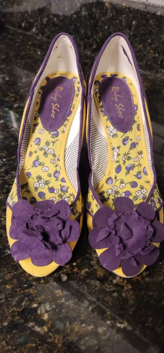 Ruby Shoo Yellow Purple Wedge Heels Size Us8 39