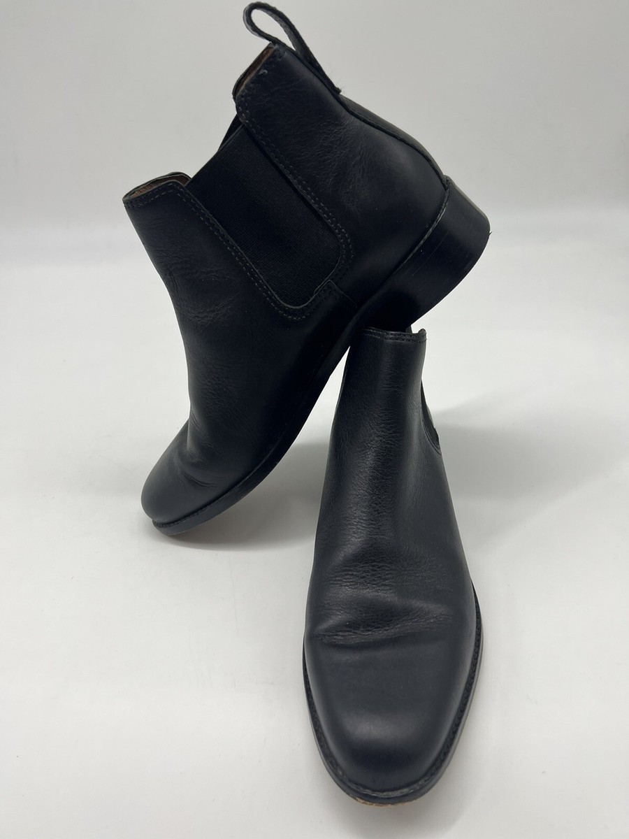 Madewell Womens Leather Elastic Slip On Chelsea Boots Black Size