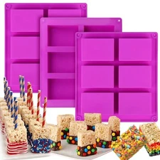 Rice Snacks Molds for Rice Krispies Treats Baking, 3pcs 6-Cavityrice Cereal Bars