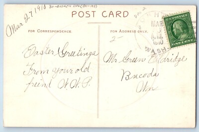 DPO (1891-1918) Goshen WA Postcard Easter Egg Holy Cross He Is Risen Embossed