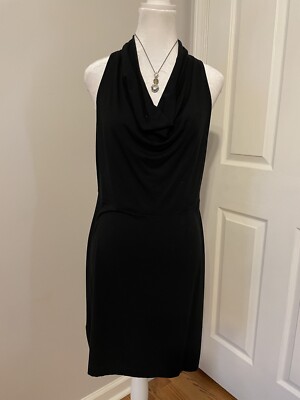 black turtleneck dress short Oleandra Turtleneck Draped Mini Dress Black main image 1