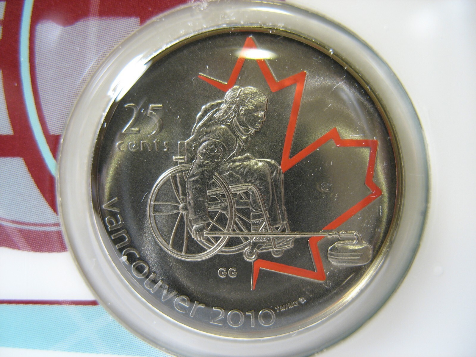 Canada 2007 25cent Wheelchair Curling Painted Leaf Petro Canada Coin