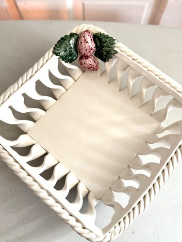 Servizio piatti vintage motivo fragola ciotole ceramica Cottagecore quadrato LEGGI - Foto 10 di 10