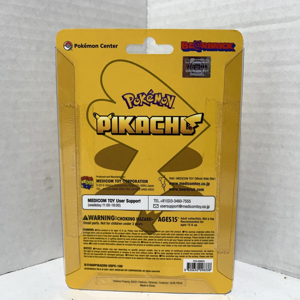 Lote de 1 Juguete Medicom Centro Pokémon Bearbrick Pikachu Sin Abrir Nuevo Foto 2 de 4