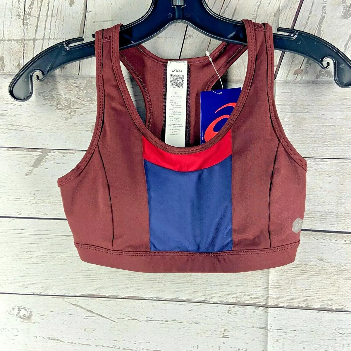 ASICS Dark Red Color Block Racerback Sports Bra