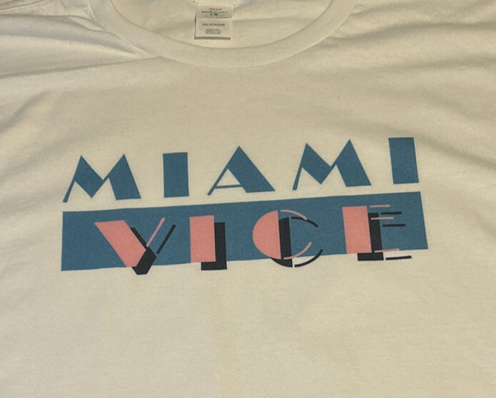 1980s, Don Johnson, Crockett and Tubbs ￼retro Miami Vice size S 
