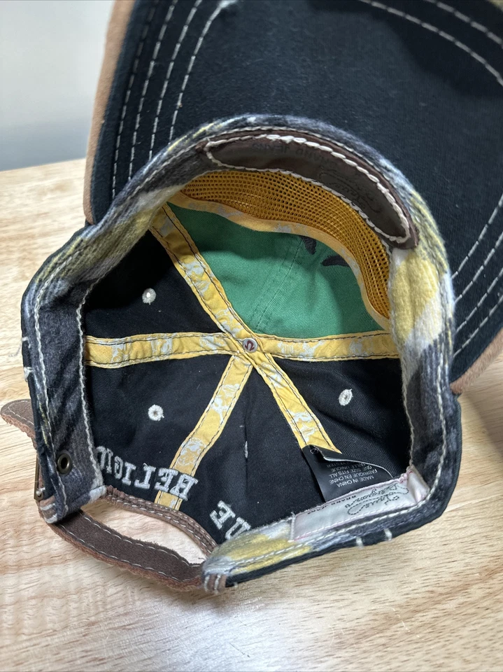 Gorra de béisbol rara de colección TRUE RELIGION angustiada Y2K a cuadros Buda sombrero de camionero Foto 4 de 4