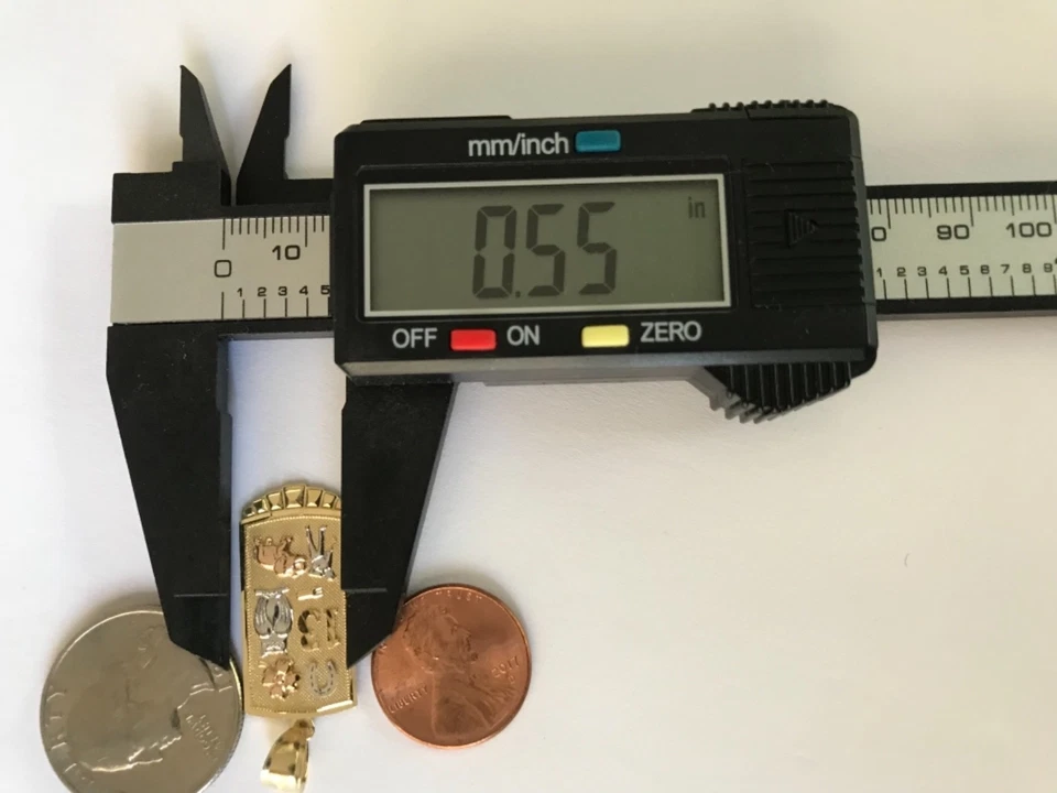 Colgante Cruz Buena Suerte Oro 14k 13 Elefante Búho de la Suerte CUELLO Suerte SÓLIDO 1.50 Foto 4 de 4