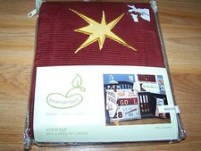 Beansprout Little Champ Window Valance Curtain Burgundy Corduroy Gold Stars New