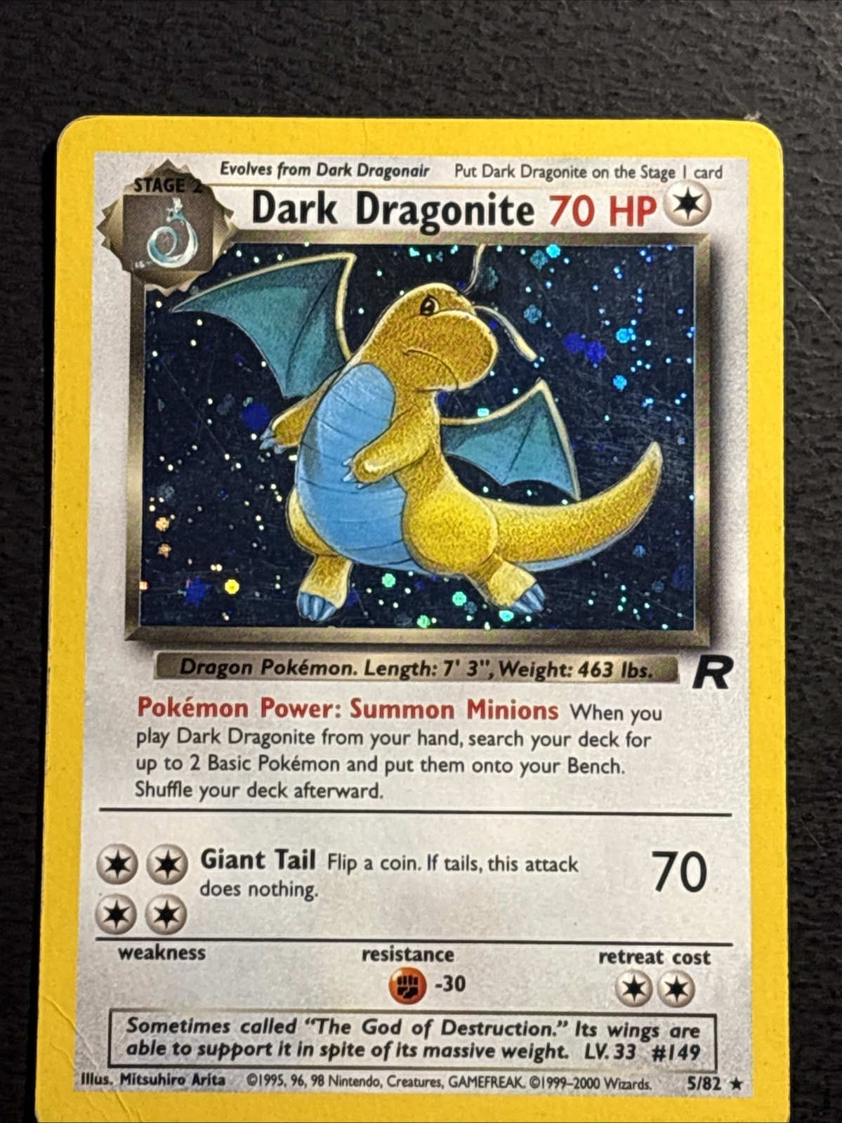 Dark Dragonite 5/82 Pokemon TCG Team Rocket Holo Foil Rare Card Played MP