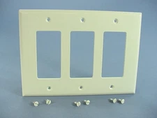 Cooper PJ263A Almond 3-Gang Decorator GFCI Unbreakable Mid-Size Wallplate Cover