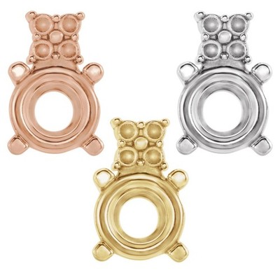 14K 18K Gold, Platinum & Silver 8 mm Round 4-Prong Accented Earring Setting