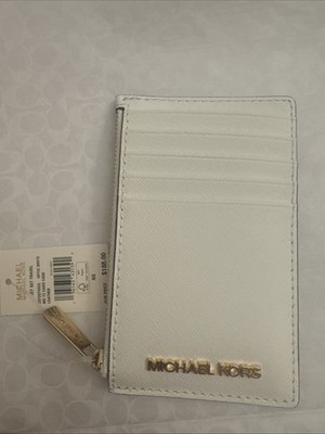 NWT Michael Kors 35F2GTVD2L Jet Set Travel Medium Top Zip Card Case Optic White