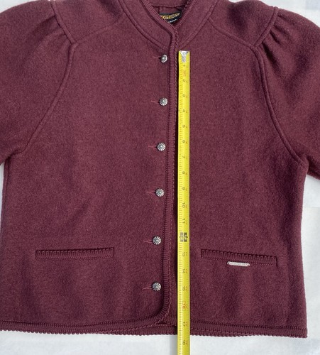 Vtg Geiger Austria Burgundy 100% Wool Jacket Size EU 38 (US S/M) Metal Buttons - Picture 4 of 13