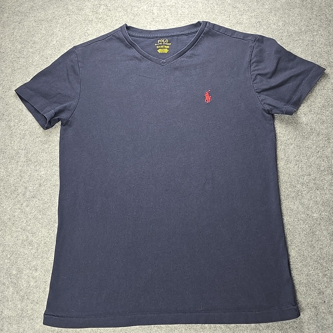 Polo Ralph Lauren camicia uomo piccolo scollo a V blu rosso pony maglietta casual preppy