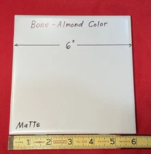 1 pc.  Bone - Almond Color:  6" X 6" Matte Ceramic Tile, New Stock