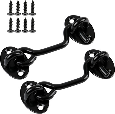 2 Pack 6'' Door Latch Door Lock Hardware, 6'' Hook and Eye Gate Latch Easy Lock