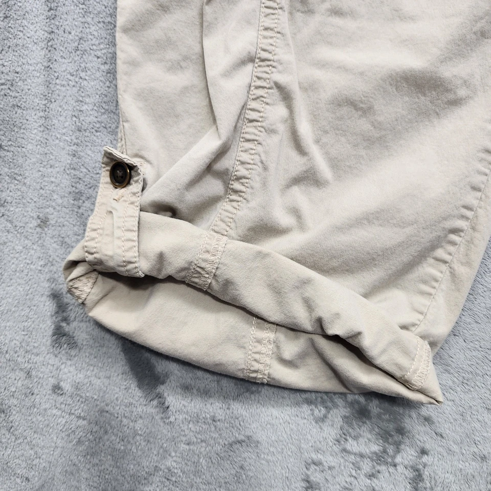 Dressbarn Pants Womens 24 Tan Khaki High Rise Double Button Crop Roll Tab Hem - Image 2 of 4