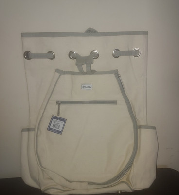 Ame and Lulu Hamptons Tennis Backpack Canvas Pockets Athletic Gray Camo