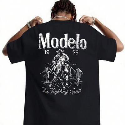 Modelo Premium Cotton T-Shirt Mens Vintage Graphic Tee Casual Crew Neck