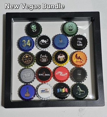 Fallout Inspired New Vegas Bottlecaps 18 Cap Bundle 7x7 Frame *Handmade*