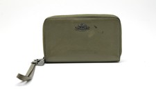 Coach Olive Leather Double Zip Wristlet With Logo 4" X 6 1/4"