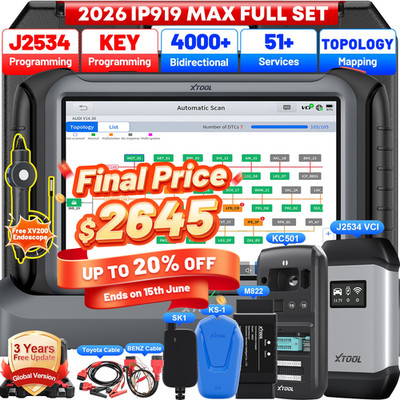 XTOOL IP919 MAX Auto IMMO Key Programmer All Key Lost Full Set J2534 Programming